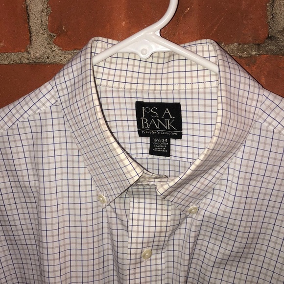 Jos A Bank 16.5-34 dress shirt lined pattern - Picture 2 of 4